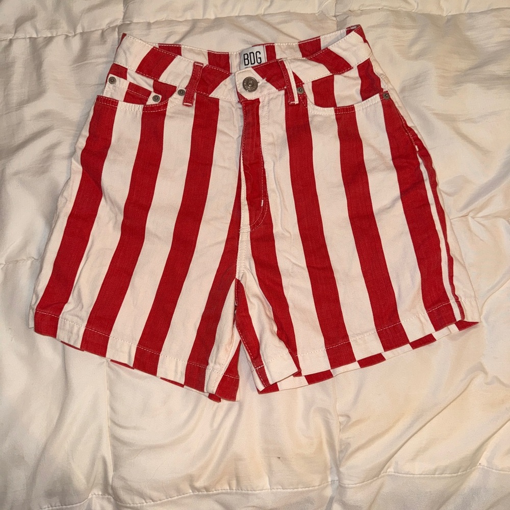 BDG Bold Red and White Striped Shorts